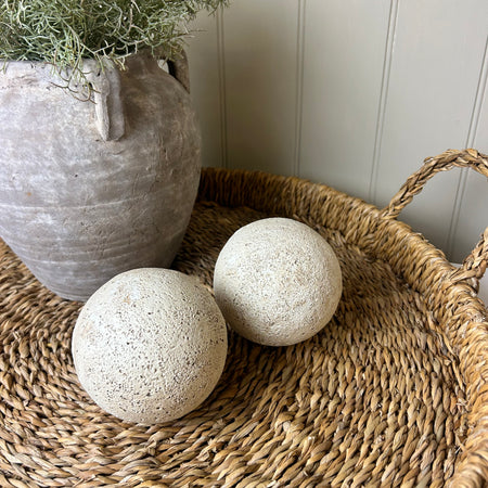 Round Faux travertine stone textured decorative ball