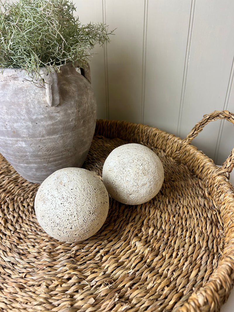 Round Faux travertine stone textured decorative ball