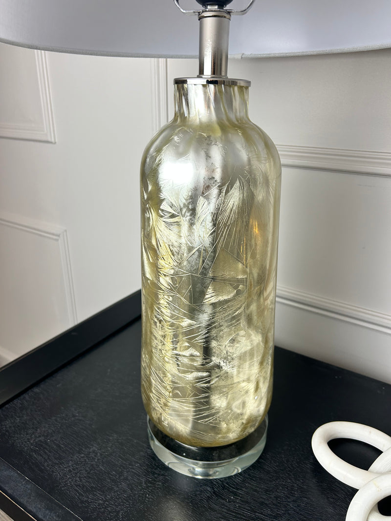 Silver champagne textured lamp with shade