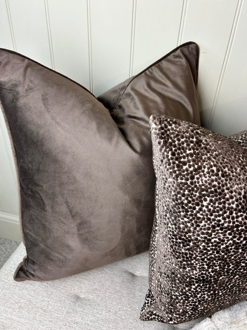 Chocolate Brown textured Bingham dot cushion 43cm
