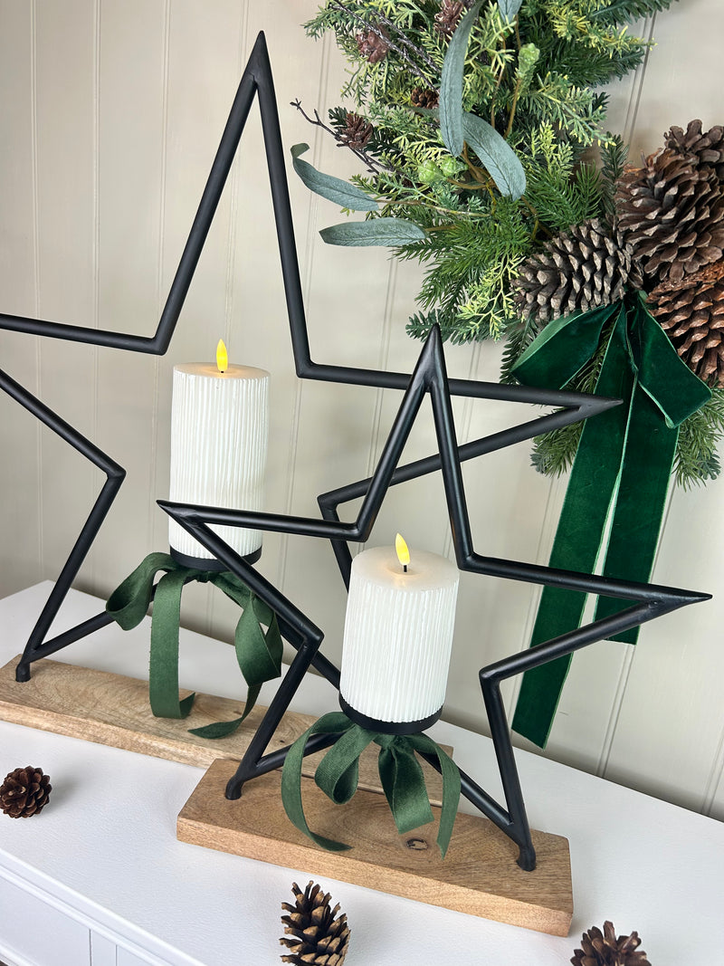 Extra Large Black Metal Star Tea Light candle Holder 2 Sizes