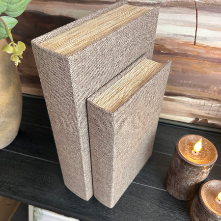 Brown Woven Texture Storage Books set of 2