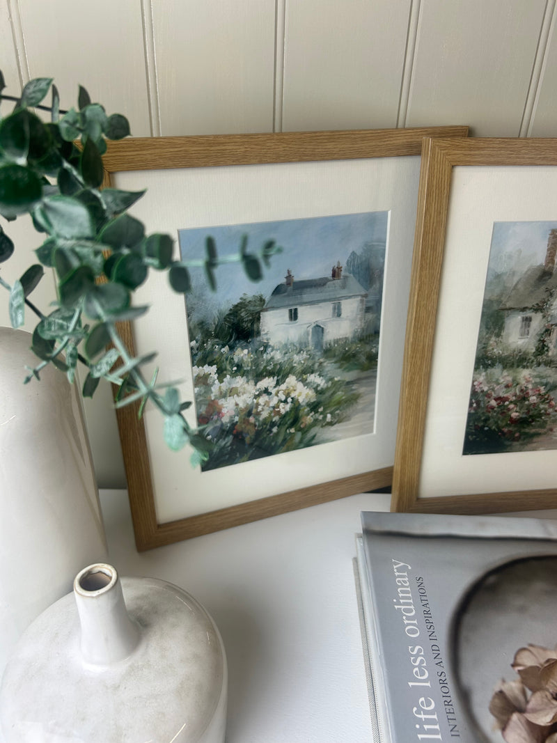 Country cottage framed glazed mounted wall art picture 2 styles