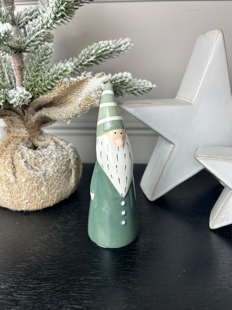 Green and white ceramic tall gonk, 2 Sizes
