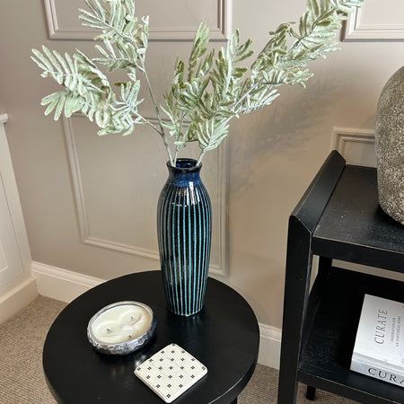 Navy Blue ribbed tall reactive glaze vase 25.5cm & 35cm