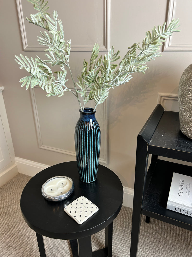 Navy Blue ribbed tall reactive glaze vase 25.5cm & 35cm