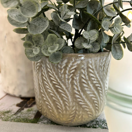 Natural Glazed leaf Pattern Terracotta Plant Pot