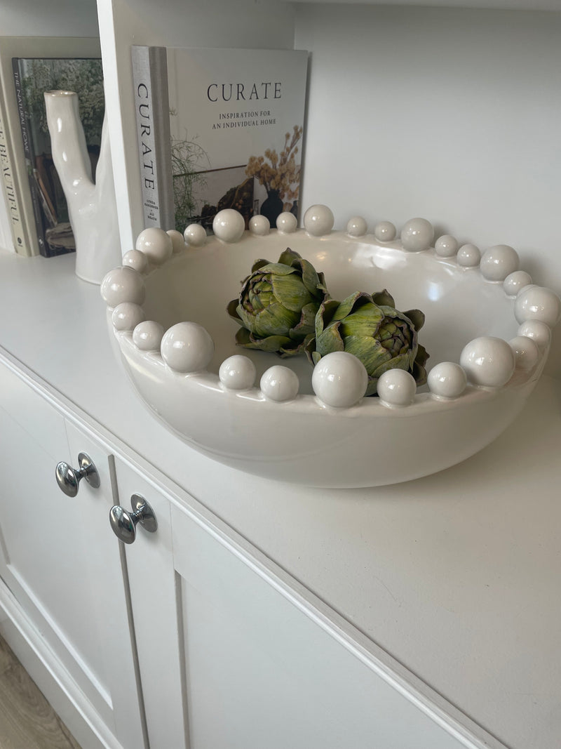 Matt White ceramic large bobble bowl