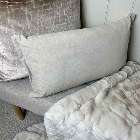 Oblong stone frill edge bolster cushion 30x50cm