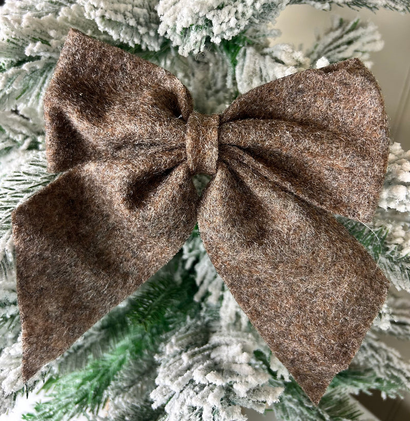 Mocha brown Clip on Bow felt tree garland