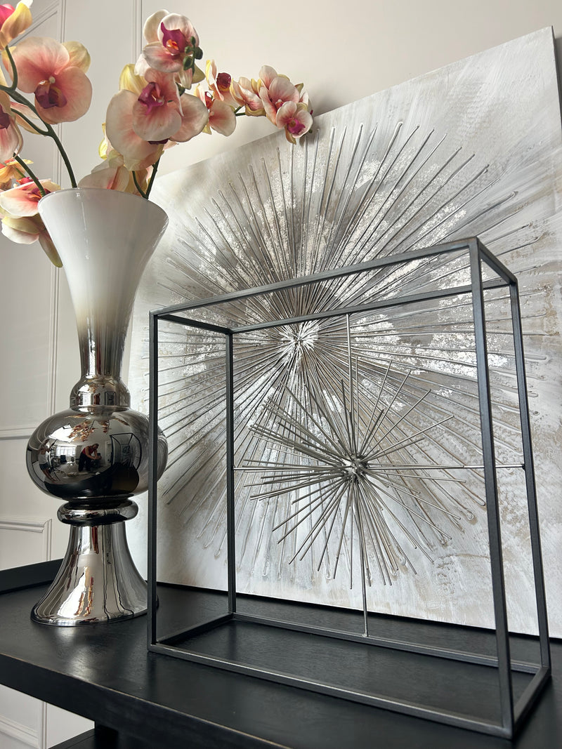 Tall ombré white silver vase 60cm