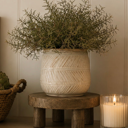 Natural cream ceramic plant pot 12cm