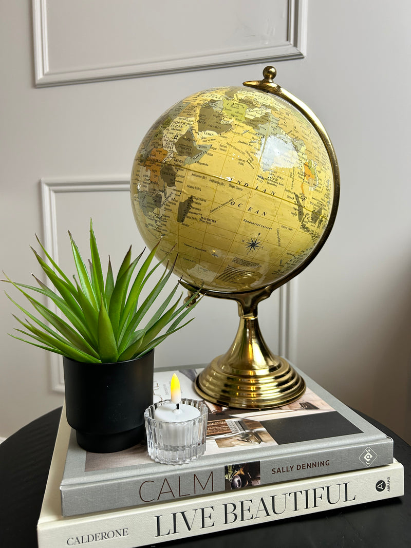 Aged Cream & Gold Antique Finish Globe