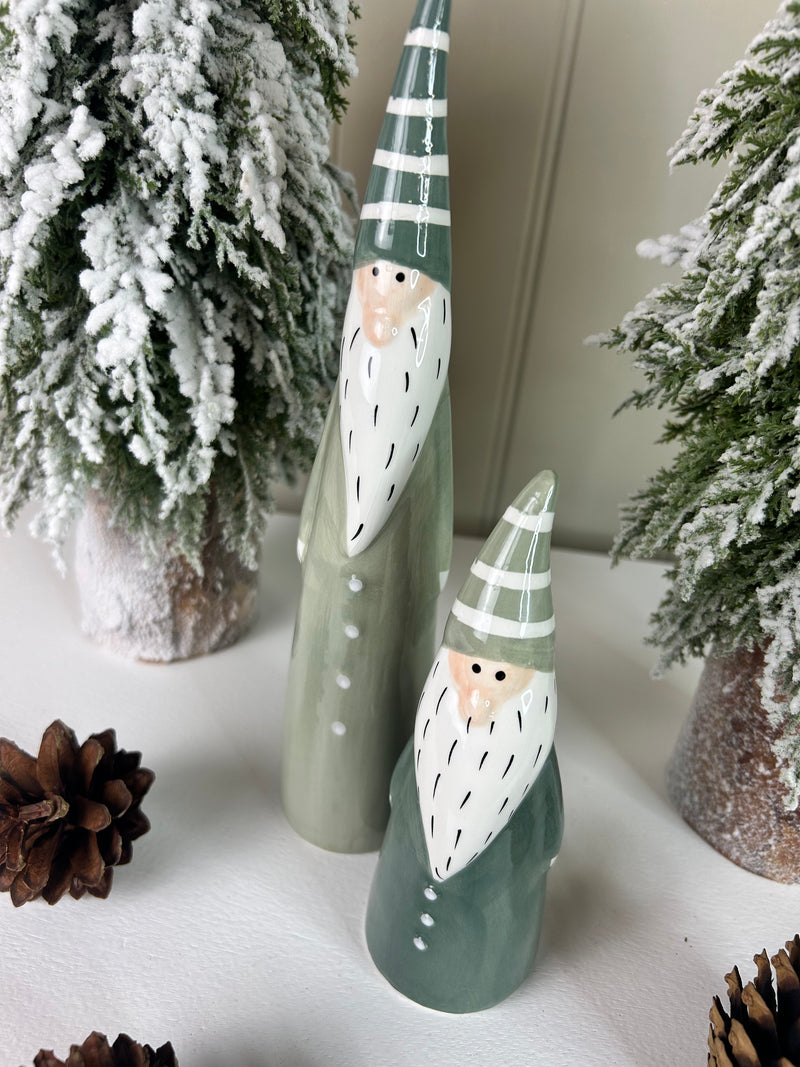 Green and white ceramic tall gonk, 2 Sizes