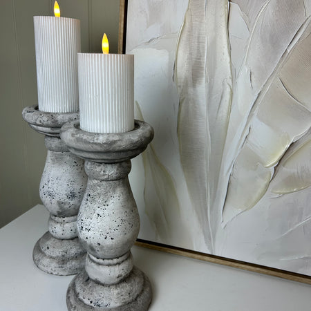 Set of two large stone hill candle sticks