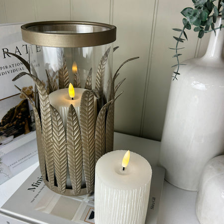 Metal Leaves Bronze tall Candle Holder, 2 sizes