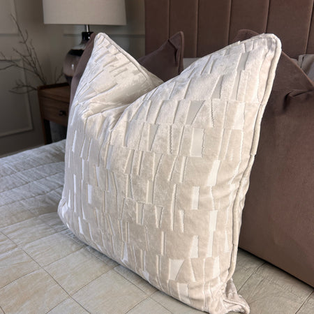 Manhattan ivory cream textured large luxe cushion 50cm
