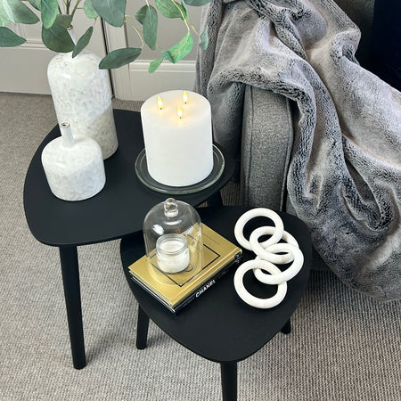 Black shaped Tripod Side Tables, 2 Sizes