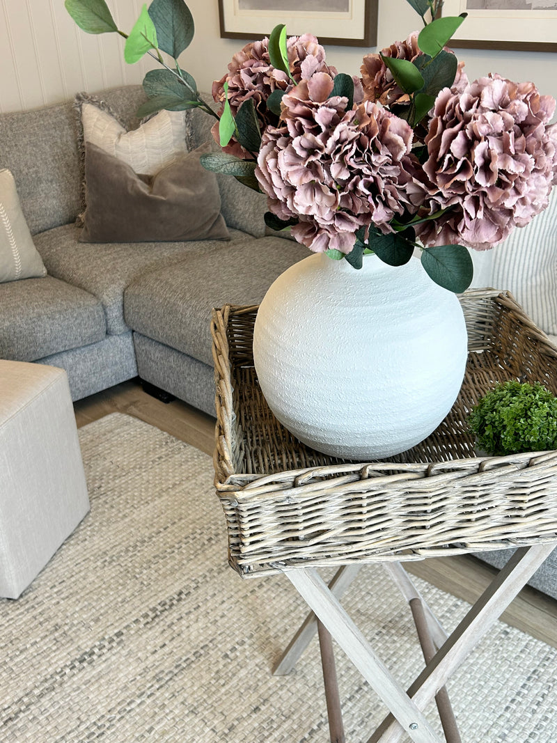Distressed rustic wicker butlers tray