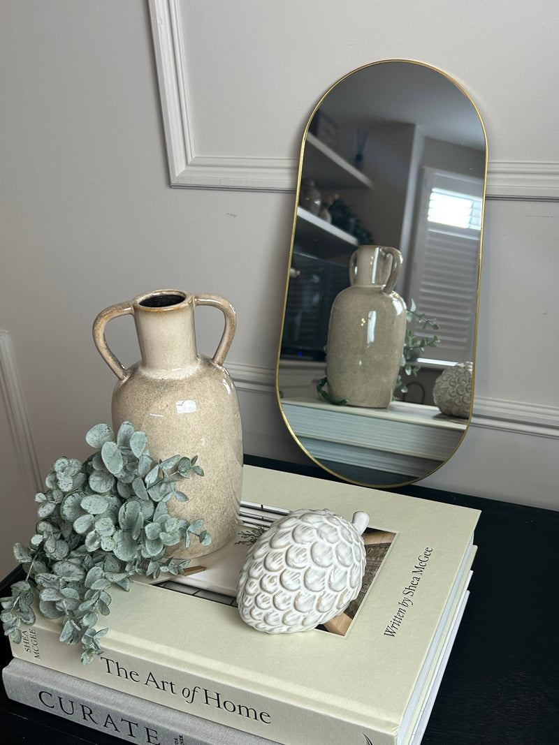 Gold trim oval mirror 20x40
