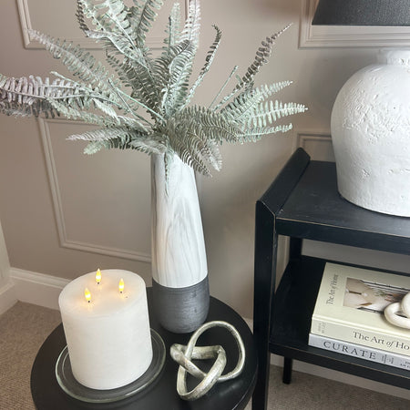 Marble and black textured tall vase 38cm