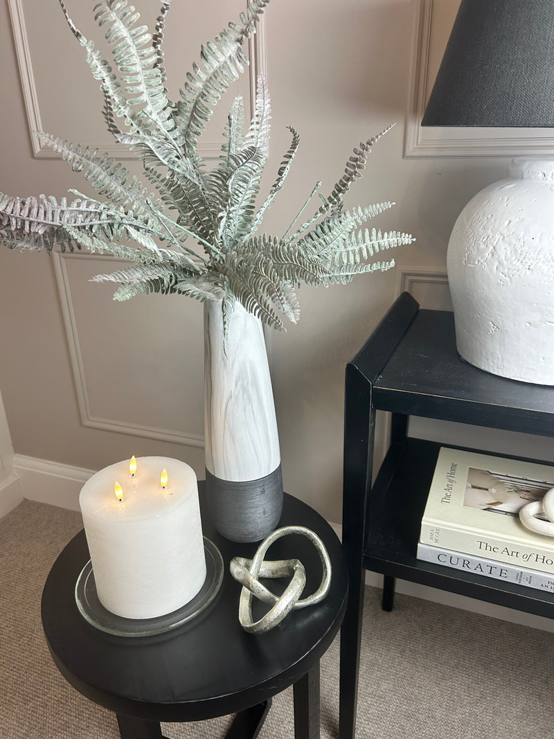 Marble and black textured tall vase 38cm