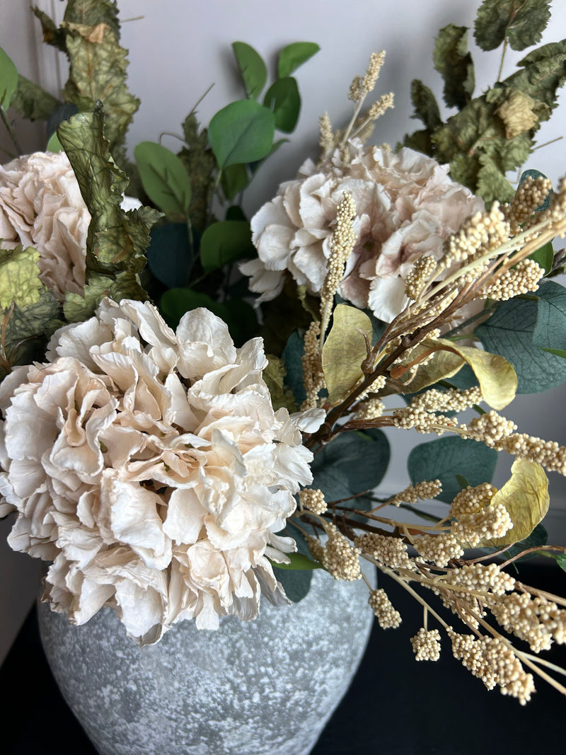Oyster blush Ruffled Hydrangea Stem