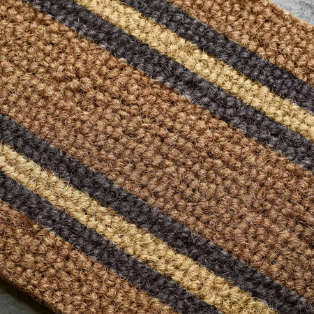 Brown natural stripe thick door mat rug 65x40