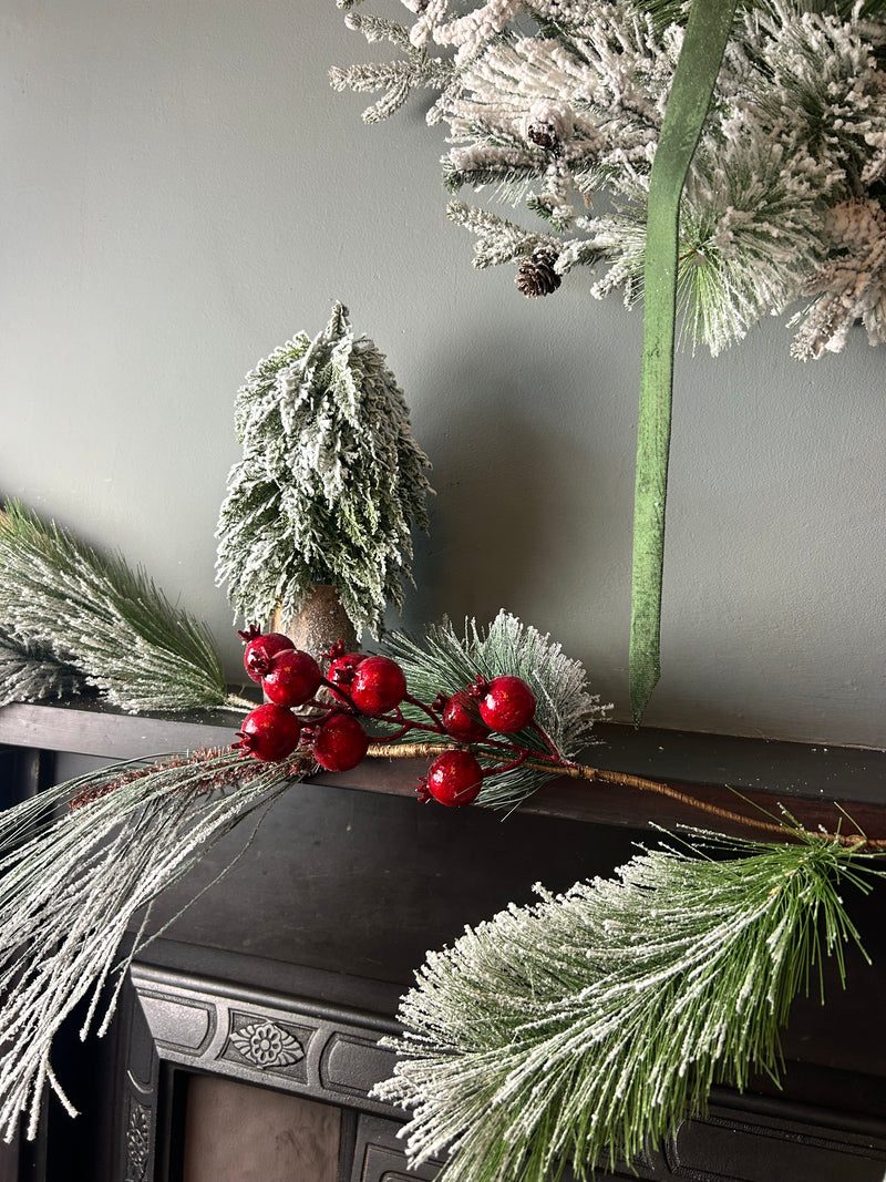 Large thick Red Berry Frosted Garland