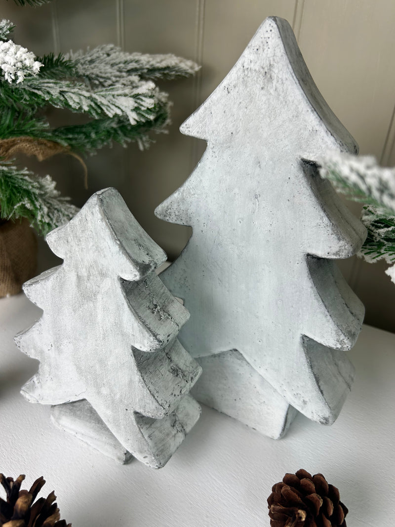 Stone rustic cement Standing chunky Christmas Tree 2 Sizes