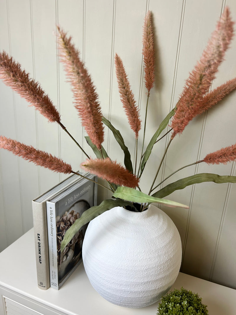 Pink Pennisetum Spray with Leaves 90cm