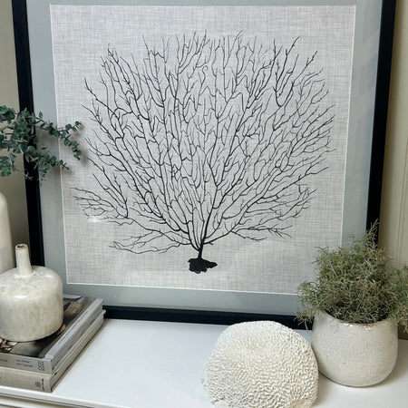 Tree coral art mounted black frame special order handmade 70cm
