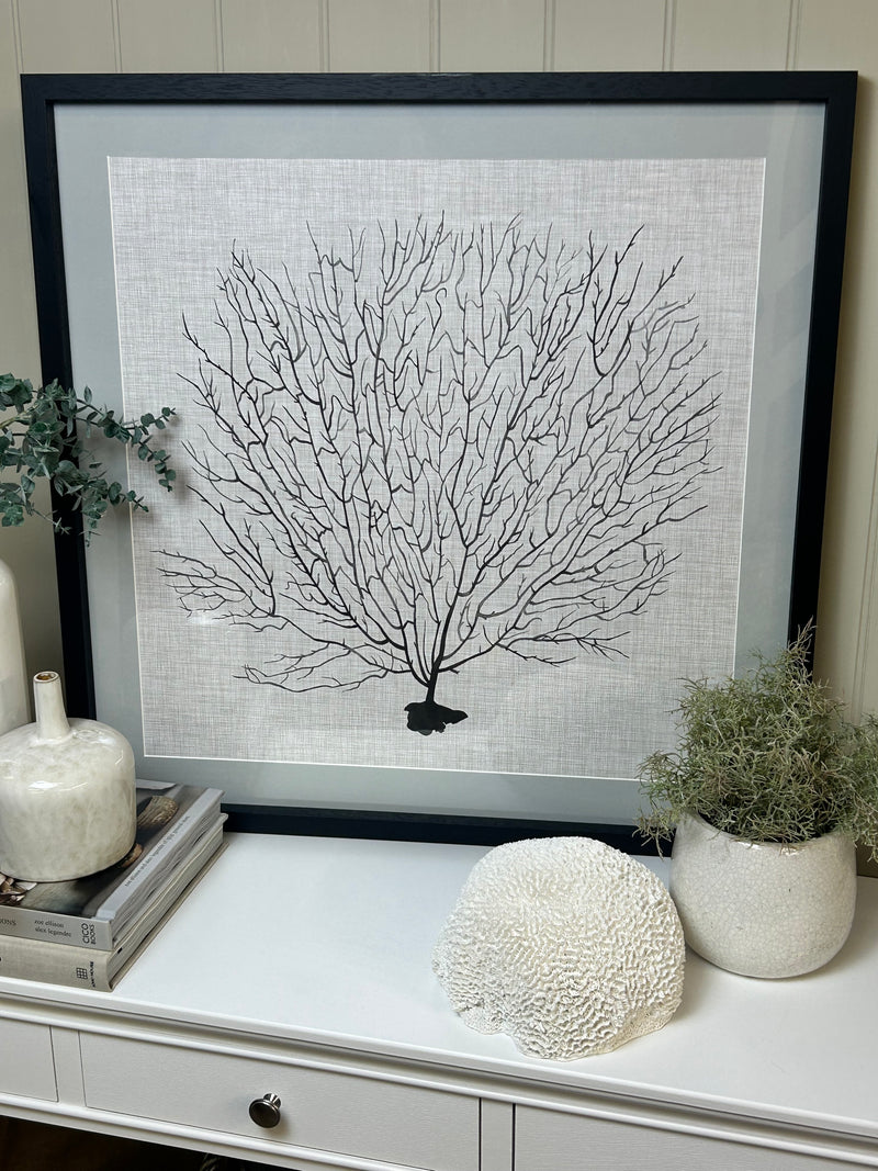 Tree coral art mounted black frame special order handmade 70cm