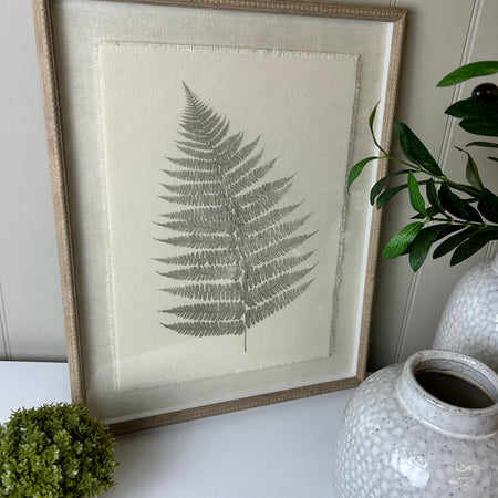 Beaded wood frame fern botanical prints 2 styles