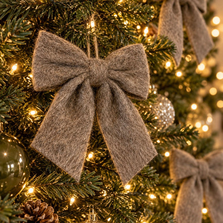 Brown taupe Felt Hanging Bow 20cm