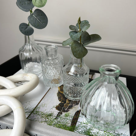 Set of 4 Clear Glass Bottles bud vases