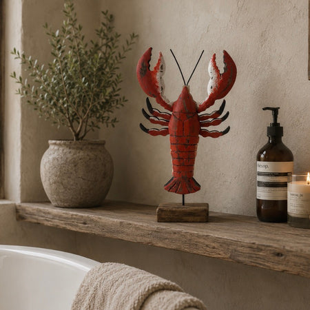 Lobster on wood plinth 29cm