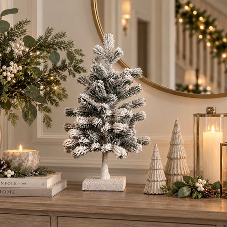 Snowy spruce tree on base 42cm