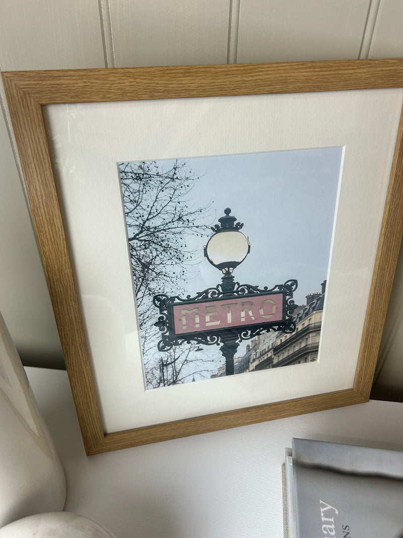 Romantic Paris metro sign framed mounted glazed picture
