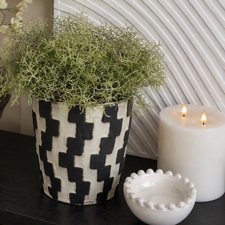 Large Ceramic rustic checker plant pot