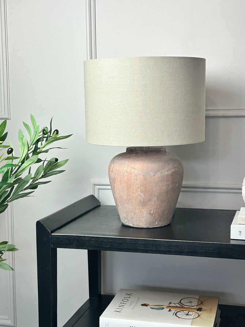 Siena rustic brown table lamp linen shade