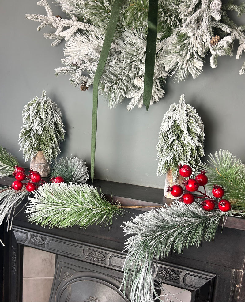 Large thick Red Berry Frosted Garland