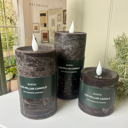 Set of 3 remote controlled LED candles brown mocha