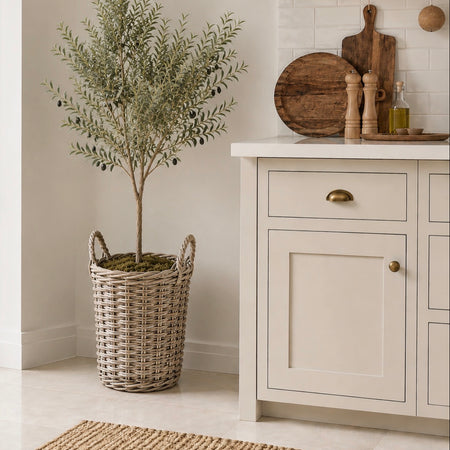 White wash thick weave basket 2 sizes