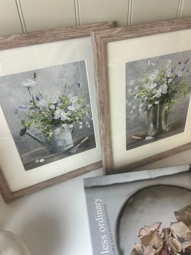 Pretty garden flower framed glazed mounted wall art picture 2 styles