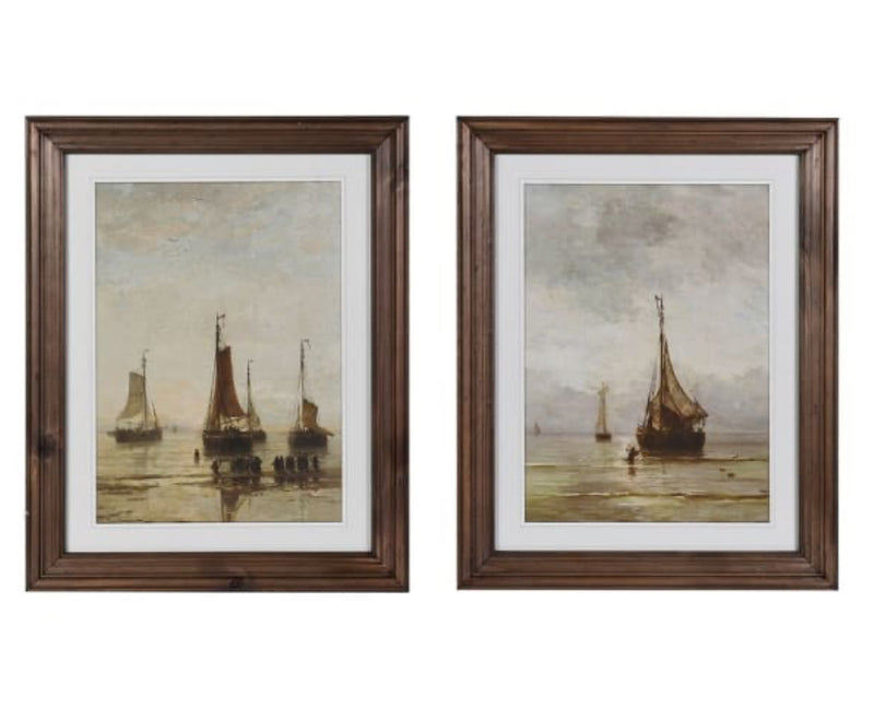 Dark framed wood ship print picture 2 styles