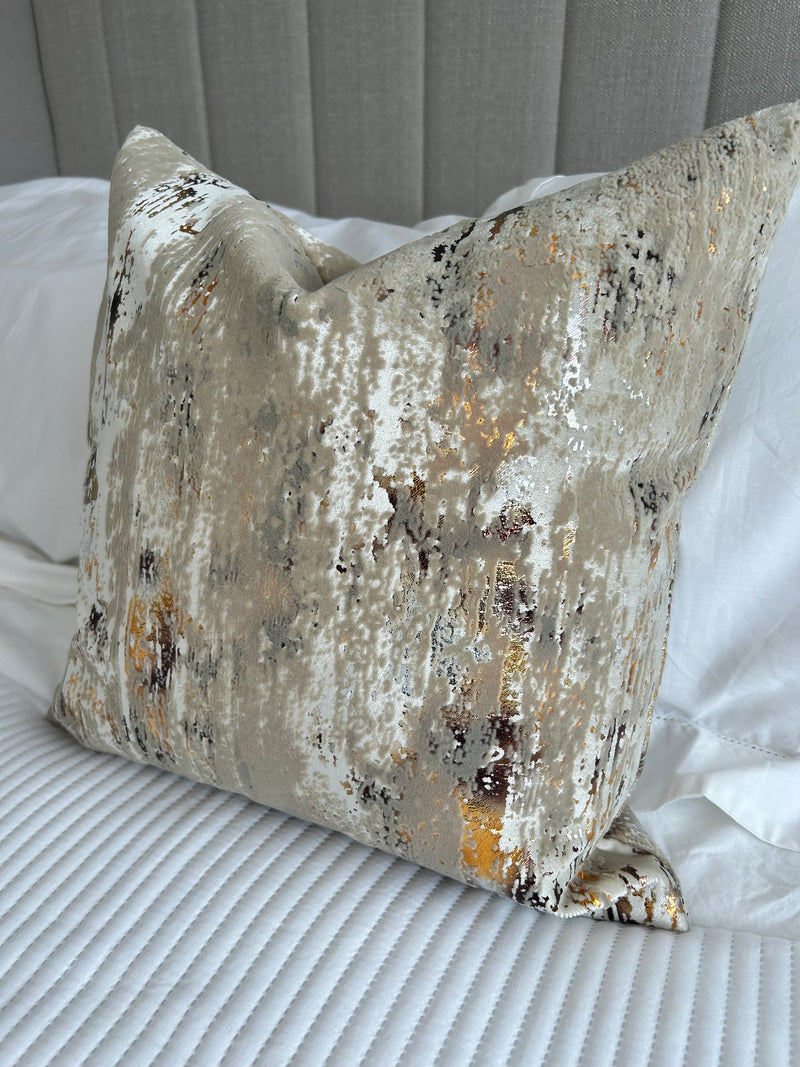 Torcello Natural Taupe beige Bronze Gold Feather Cushion 45cm & 56cm
