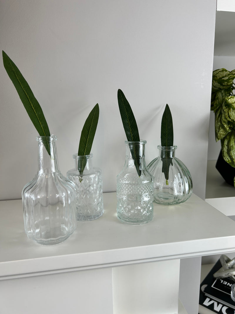 Set of 4 Clear Glass Bottles bud vases