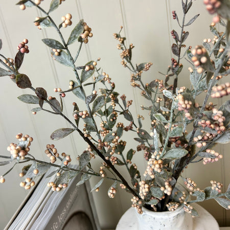 Coffee brown berry stem spray 70cm