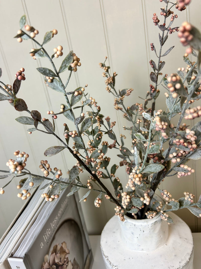 Coffee brown berry stem spray 70cm